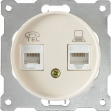 OneKeyElectro Розетка подвійна телефон / комп'ютер RJ11 / RJ45 кат.5e, Бежева (1Е20801301) 