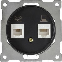 OneKeyElectro Розетка подвійна телефон / комп'ютер RJ11 / RJ45 кат.5e Чорна (1Е20801303) 