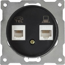 OneKeyElectro Розетка подвійна телефон / комп'ютер RJ11 / RJ45 кат.5e Чорна (1Е20801303) 