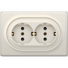 OneKeyElectro Розетка подвійна, в зборі, із заземленням Бежева (1Е10401301) 