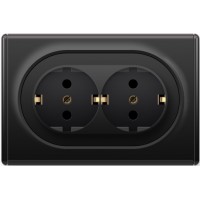 OneKeyElectro Розетка подвійна, в зборі, із заземленням Чорна (1Е10401303) 