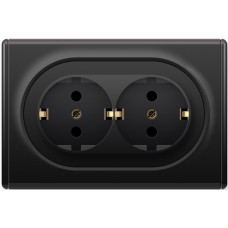 OneKeyElectro Розетка подвійна, в зборі, із заземленням Чорна (1Е10401303) 