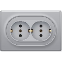 OneKeyElectro Розетка подвійна, в зборі, із заземленням Сіра (1Е10401302) 