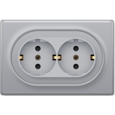 OneKeyElectro Розетка подвійна, в зборі, із заземленням Сіра (1Е10401302) 